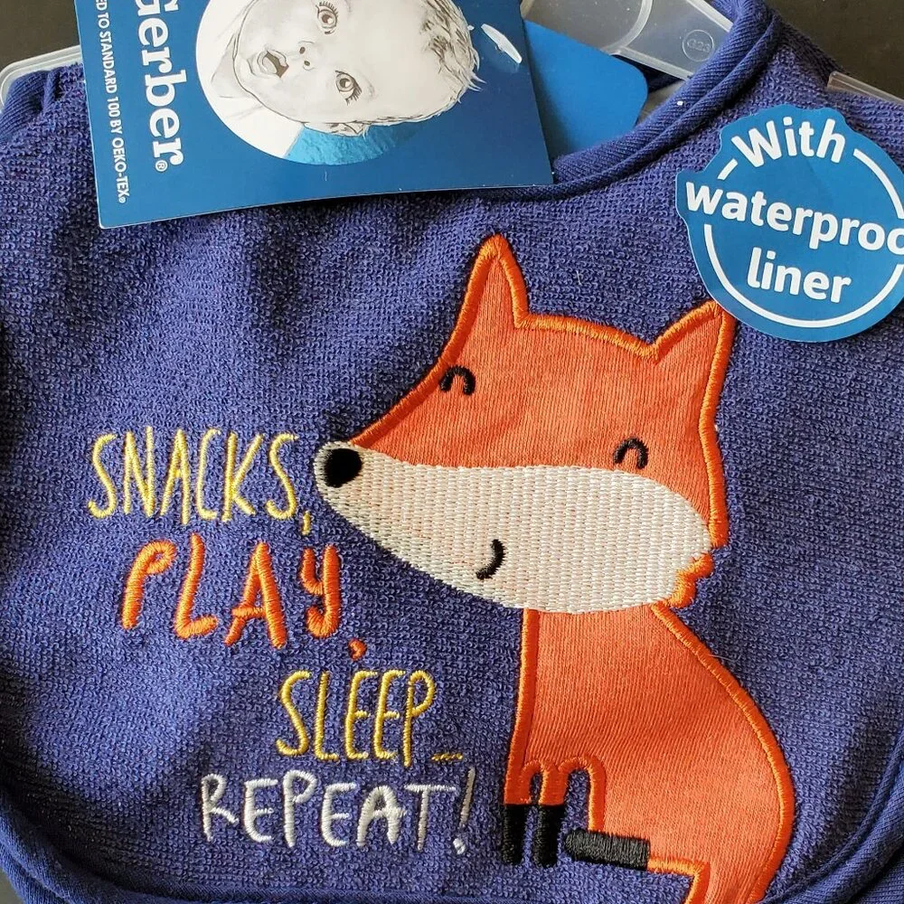 Baby Boy Gerber Bibs Fox Themed 3 pack  New